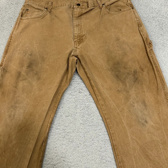 Dickies Pants Mens 38x30 Brown Carpenter Canvas Work Wear Cotton Stretch Adult - Picture 4 of 12